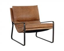  109559 - ZANCOR LOUNGE CHAIR - GUNMETAL - TAN LEATHER