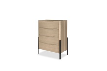 Mobital CH4-NORI-NATU-WOAK - NORI    4 Drawer Chest  Natural White Oak Wood  Black Powder Coated Steel Legs