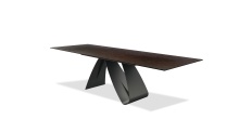Mobital DTA-SIGN-OXBR-110PC - SIGNATURE 110"    Double Extension  Dining Table  Oxidized Brown Ceramic Top,  Black Powder Coat