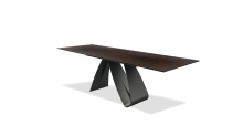Mobital DTA-SIGN-OXBR-95PC - SIGNATURE 95"    Double Extension  Dining Table  Oxidized Brown Ceramic Top,  Black Powder Coate