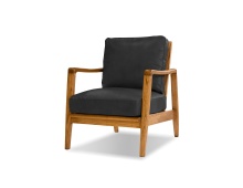 Mobital LCH-CRAF-ASHW-BLAC - CRAFTSMAN      Lounge Chair Black Leather Natural Ash Wood Frame