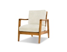 Mobital LCH-CRAF-ASHW-CRBO - CRAFTSMAN      Lounge Chair Cream Boucle Fabric Ash Wood Natural Frame
