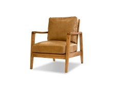 Mobital LCH-CRAF-ASHW-TAN - CRAFTSMAN      Lounge Chair Tan Leather Natural Ash Wood Frame