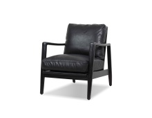 Mobital LCH-CRAF-MBLA-BLAC - CRAFTSMAN      Lounge Chair Black Leather Black Ash Wood Frame