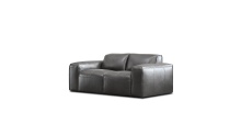 Mobital LOV-BOON-IORE-LEATH - BOONE      Loveseat Iron Ore Full Natural Grain Semi Aniline Leather