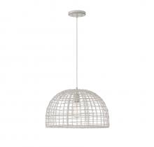  M70105WR - 1-Light Pendant in White Rattan with A White Socket 