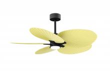  AKTPLK-BK-YE - Alessandra Tropical 5-blade ceiling fan in Matte Black and Light Yellow blades.