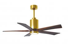  PA5-BRBR-WA-52 - Patricia-5 five-blade ceiling fan in Brushed Brass finish with 52” solid walnut tone blades and