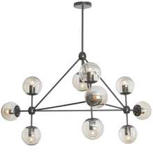  DMI-4410C-BK - 10LT Chandelier Triangular w/ Cognac Glass, BK