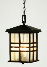  4638 BK - Huntington 2-Light Craftsman Inspired Seeded Glass Outdoor Hanging Pendant