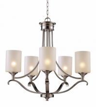  70665 BN - 5LT CHANDELIER-CURVED ENDS-BN