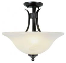  9286 BN - Aspen 3-Light, Metal Ribbon Arms, Reverse Glass Bell, Semi Flush Mount Ceiling Light