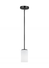  6124601-112 - Alturas indoor dimmable 1-light mini pendant in a midnight black finish and etched white glass shade