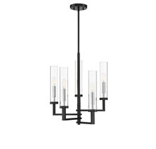  1-2135-5-67 - Folsom 5-Light Adjustable Chandelier in Matte Black with Polished Chrome Accents