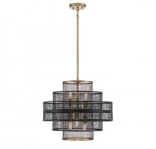  7-1927-6-143 - Kelvin 6-Light Pendant in Matte Black with Warm Brass