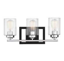  8-2154-3-67 - Redmond 3-Light Bathroom Vanity Light in Matte Black with Polished Chrome Accents