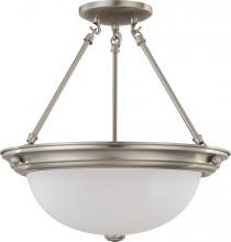  60/3246 - 3 Light - Semi Flush with Frosted White Glass - Brushed Nickel Finish