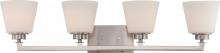  60/5454 - Mobili - 4 Light Vanity with Satin White Glass - Brushed Nickel Finish