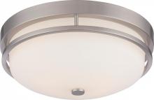  60/5486 - Neval - 2 Light Flush with Satin White Glass - Brushed Nickel Finish