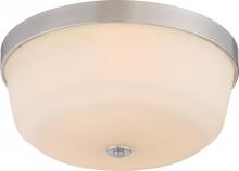  60/5824 - Laguna - 3 Light Flush with White Glass - Brushed Nickel Finish