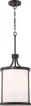  60/6326 - Denver - 3 Light Pendant with Satin White Glass - Mahogany Bronze Finish