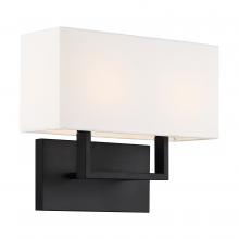  60/6719 - Tribeca - 2 Light Vanity -with White Linen Shade Aged Bronze Finish