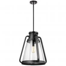  60/7554 - Everett; 1 Light 18 Inch Pendant; Matte Black with Clear Glass