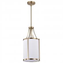  60/7961 - Easton 1 Light Pendant; Burnished Brass Finish; White Linen Shade