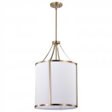  60/7962 - Easton 3 Light Pendant; Burnished Brass Finish; White Linen Shade