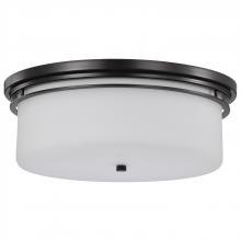  60/8034 - Warren; 15 Inch Flush Mount; Gun Metal with Satin White Glass