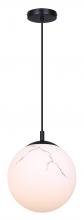  IPL2101B01BK - HALSEY 60-Watt 1 Light Black Transitional Pendant with Grey Marbled Glass Shade