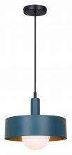  IPL1150A01BKB - DAYLON 60-Watt 1 Light Matte Black Contemporary Pendant with Black Glass Shade