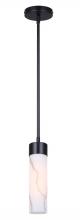  IPL1153A01BK - KRISTELLA 60-Watt 1 Light Black Modern Pendant with Grey Marbled Glass Shade