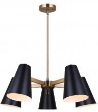  ICH1145A05BKG - HARKEN 5 Light Matte Black and Gold Contemporary Chandelier for Dining Rooms and Living Rooms