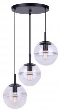  IPL1051A03BK - NEO, IPL1051A03BK, MBK Color, 3 Lt Cord Pendant, Clear Glass, 60W Type A