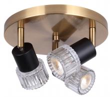  ICW1161A03BKG10 - ELSEE 3 Light 10 in. Ceiling/Wall Matte Black and Gold Track Light Kit with Clear Ribbed Glass Shade