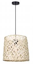  IPL2026B01BK - Tash 60-Watt 1 Light Matte Black Contemporary Natural Pendant with Natural Bamboo Shade