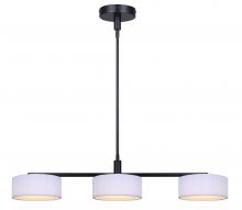  LPL288A03BK - CARMYNN 3 Light Integrated LED Black Contemporary Pendant with White Fabric Shade