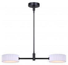  LPL288A02BK - CARMYNN 2 Light Integrated LED Black Contemporary Pendant with White Fabric Shade