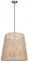  ICH2207B03GD18 - 3 Lt 18inch Wide Rod Chandelier, Natural Rattan, 60W Type A, 18inch W x 26.5 - 68.5inch H