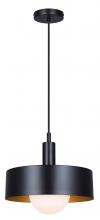 Canarm IPL1150A01BK - DAYLON, MBK Color, 1 Lt Cord Pendant, Flat Opal Glass, 60W Type C, 12.625" W x 14 - 74" H