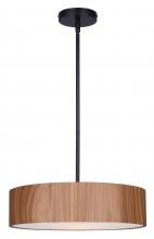  IPL318A03BKW16 - Dexter 60-Watt 3 Light Matte Black Contemporary Pendant with Wood Faux Wood Shade