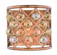  1214W11GI-GT/RC - Madison 1 light Golden Iron Wall Sconce Golden Teak (Smoky) Royal Cut Crystal