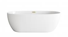  BT10770GW-BGD - 77 inch Soaking Bathtub in Glossy White with Brushed Gold Trim