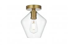  LD2254SG - Gene 8 Inch Flush Mount Clear Shade in Satin Gold