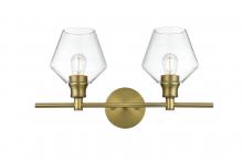  LD2312SG - Gene 2 Light Satin Gold and Clear Glass Wall Sconce