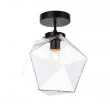  LD2346BK - Lawrence 1 Light Black and Clear Glass Flush Mount