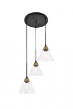  LD4017D18BRB - Histoire 3 Light Brass and Black Pendant