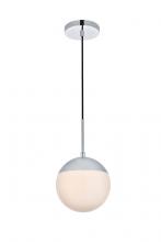  LD6028C - Eclipse 1 Light Chrome Pendant with Frosted White Glass