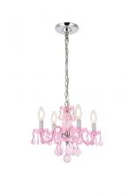  V7804D15PK-RO/RC - Rococo 4 Light Pink Pendant Rosaline (Pink) Royal Cut Crystal